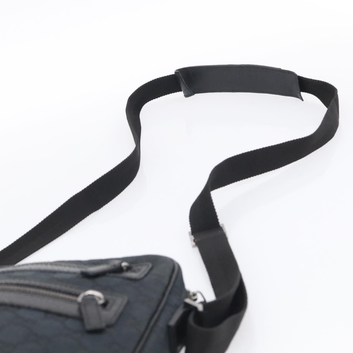 GUCCI GG Canvas Shoulder Bag Black Silver 92551 Auth 213347A