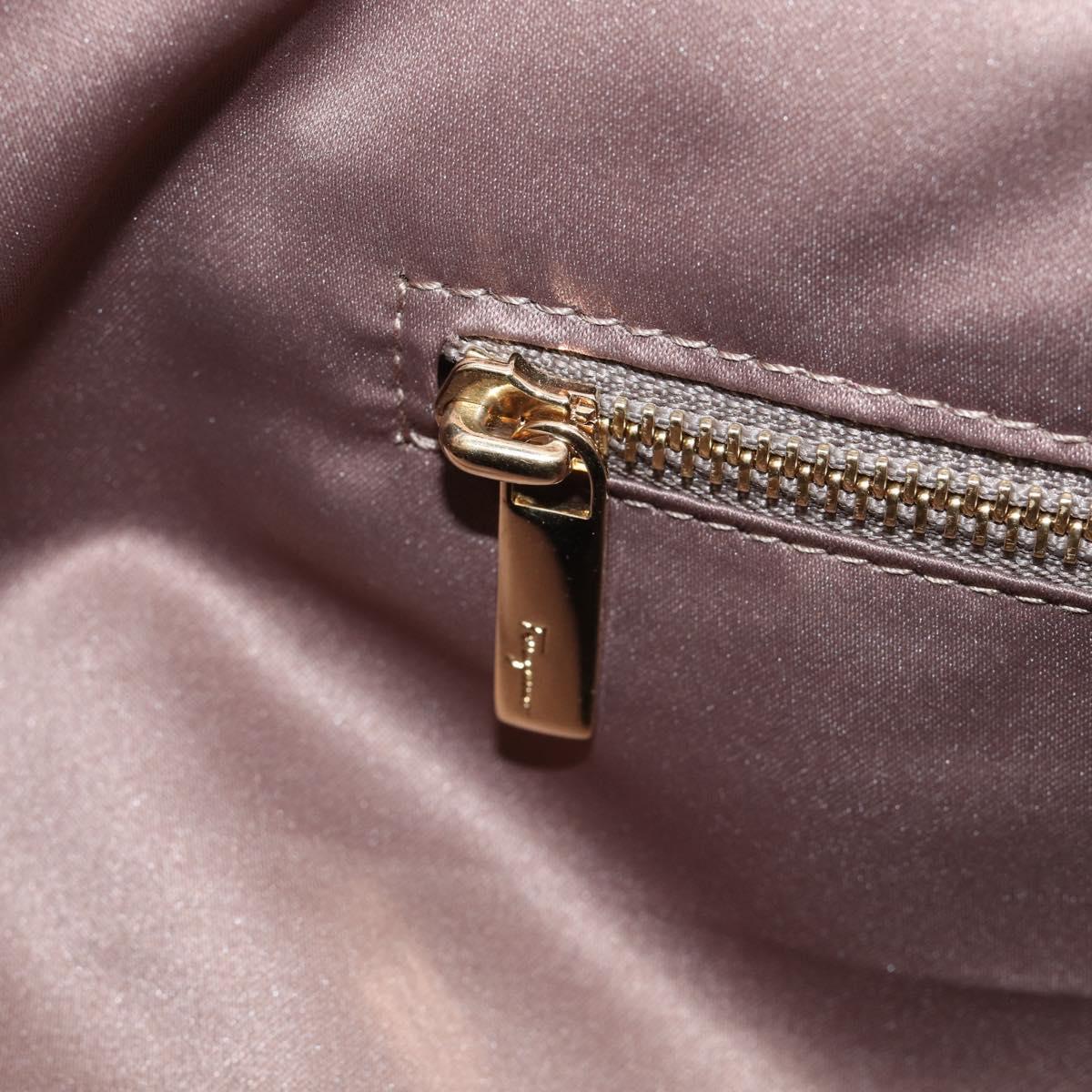 Salvatore Ferragamo Gancini Tote Bag PVC Canvas 2way Brown Gold Auth 213350A