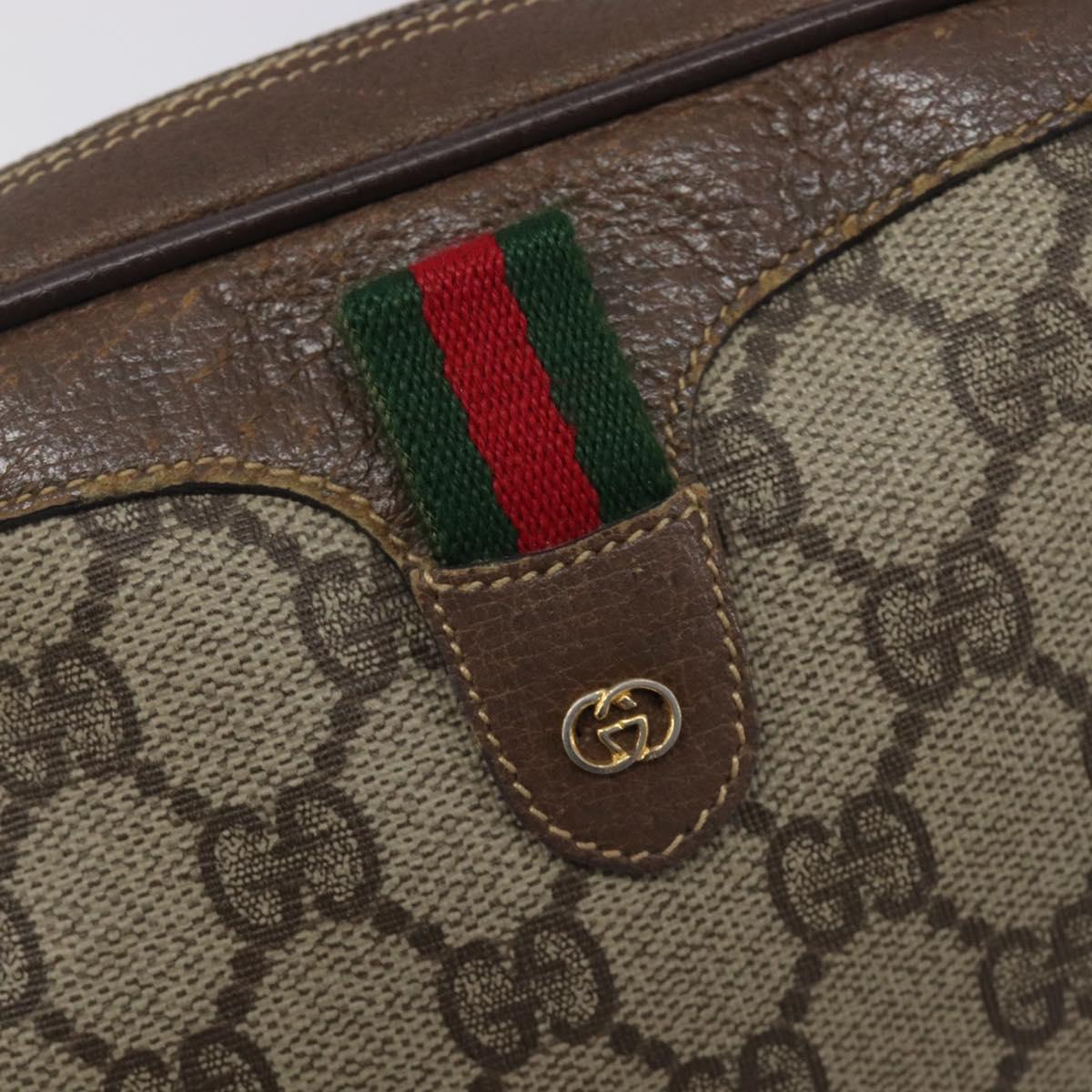 GUCCI GG Supreme Web Sherry Line Bag PVC Beige Gold 007 58 6112 Auth 213351