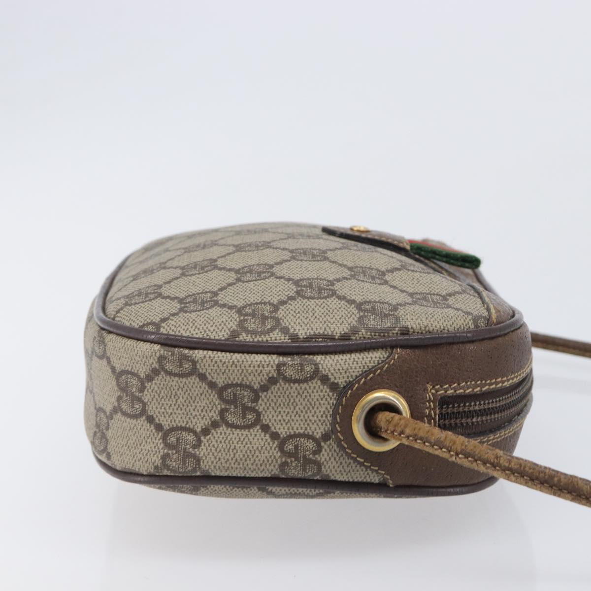 GUCCI GG Supreme Web Sherry Line Bag PVC Beige Gold 007 58 6112 Auth 213351