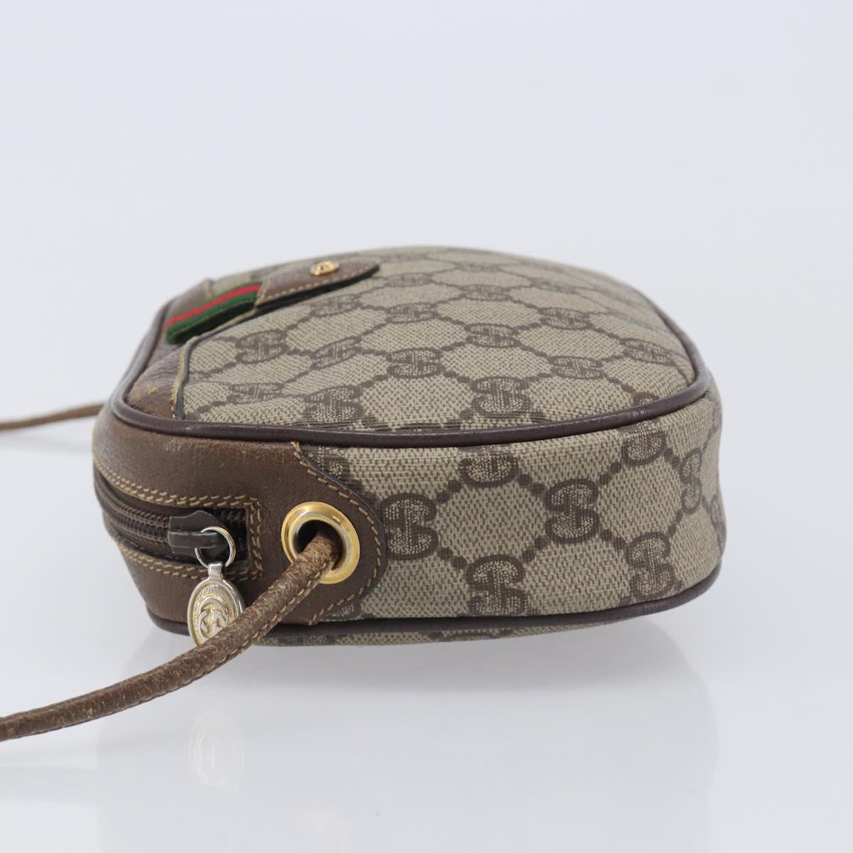GUCCI GG Supreme Web Sherry Line Bag PVC Beige Gold 007 58 6112 Auth 213351