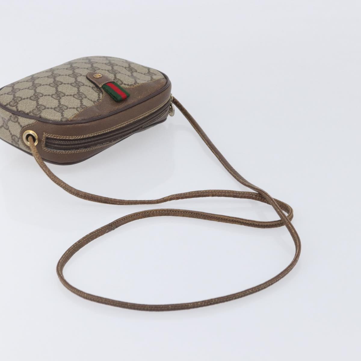 GUCCI GG Supreme Web Sherry Line Bag PVC Beige Gold 007 58 6112 Auth 213351