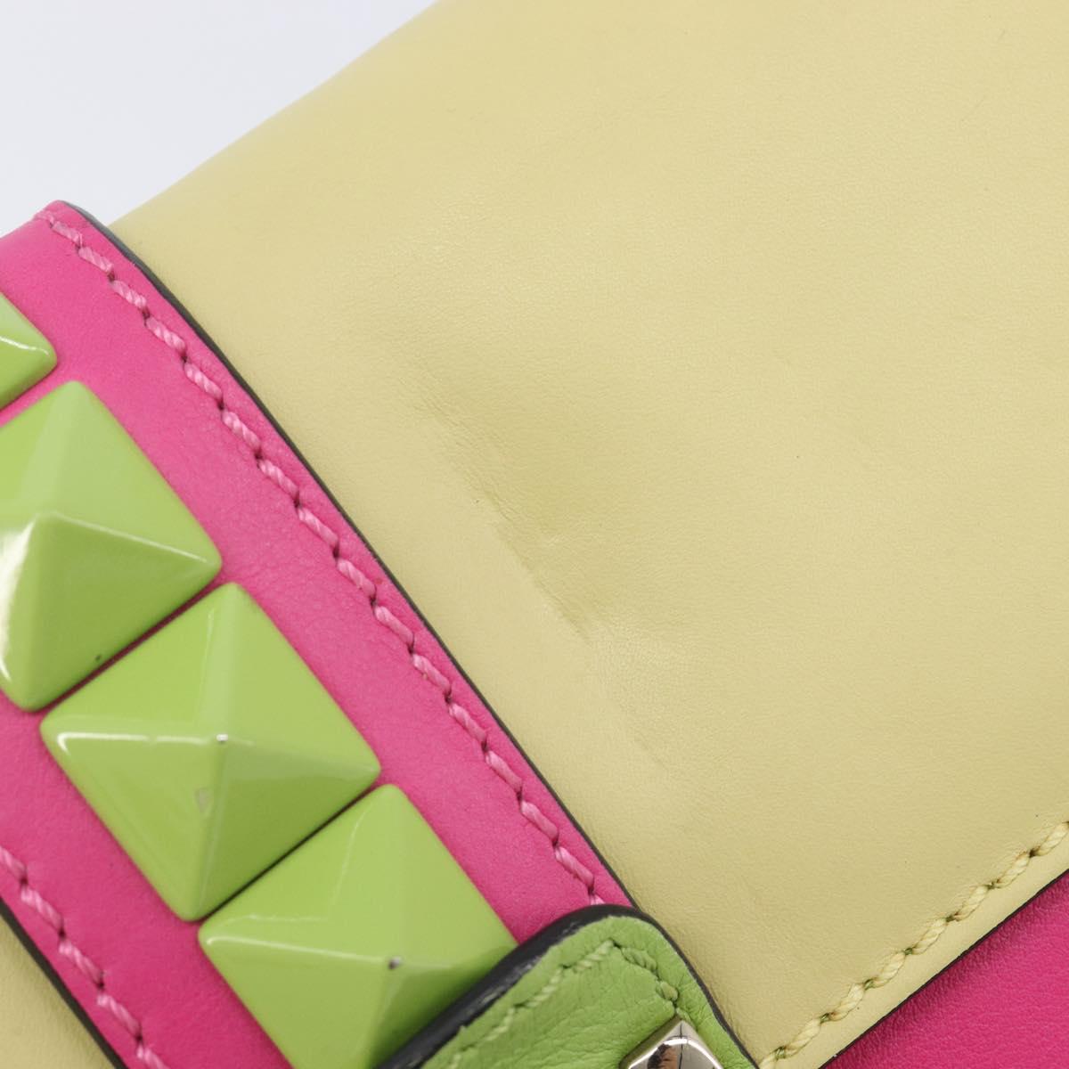 Valentino Chain Shoulder Bag Leather Multicolor Gold Auth 213352A