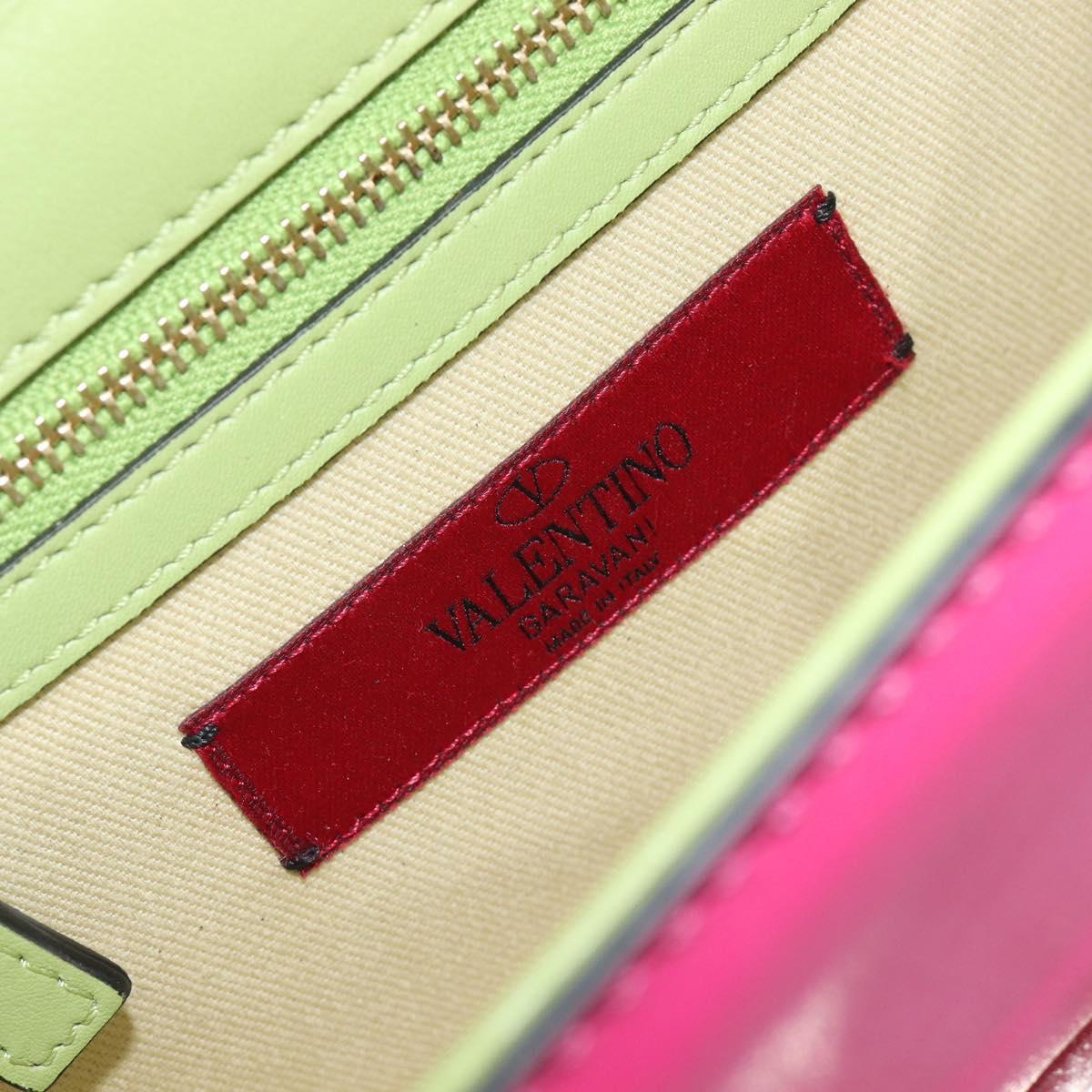 Valentino Chain Shoulder Bag Leather Multicolor Gold Auth 213352A