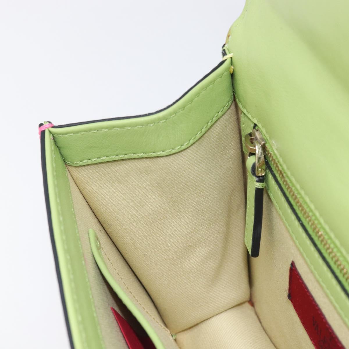 Valentino Chain Shoulder Bag Leather Multicolor Gold Auth 213352A