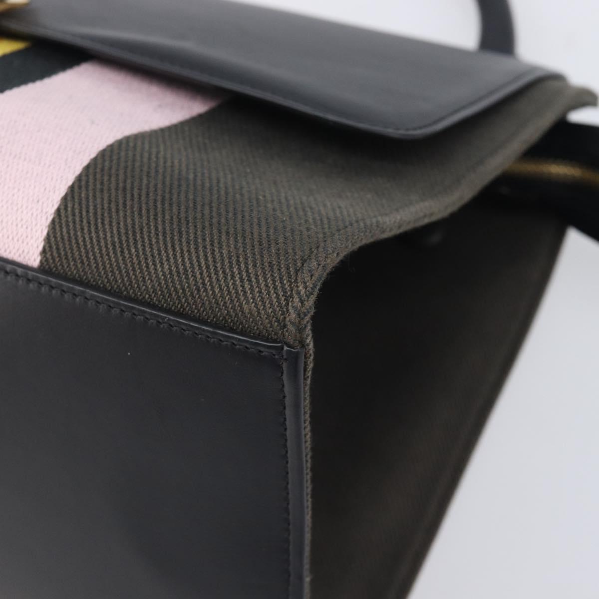 CELINE Trapeze Hand Bag Canvas Black Gold Auth 213353A