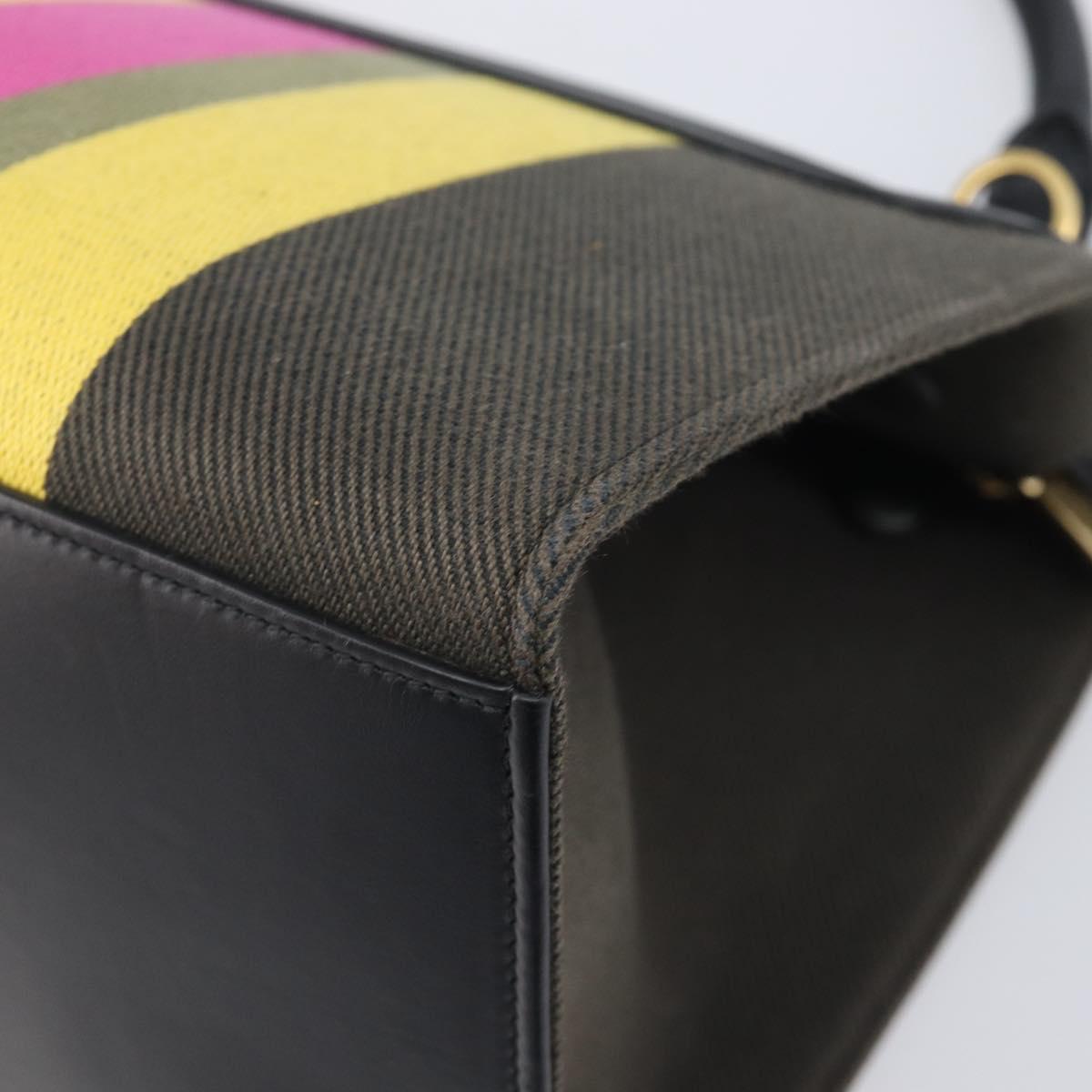 CELINE Trapeze Hand Bag Canvas Black Gold Auth 213353A