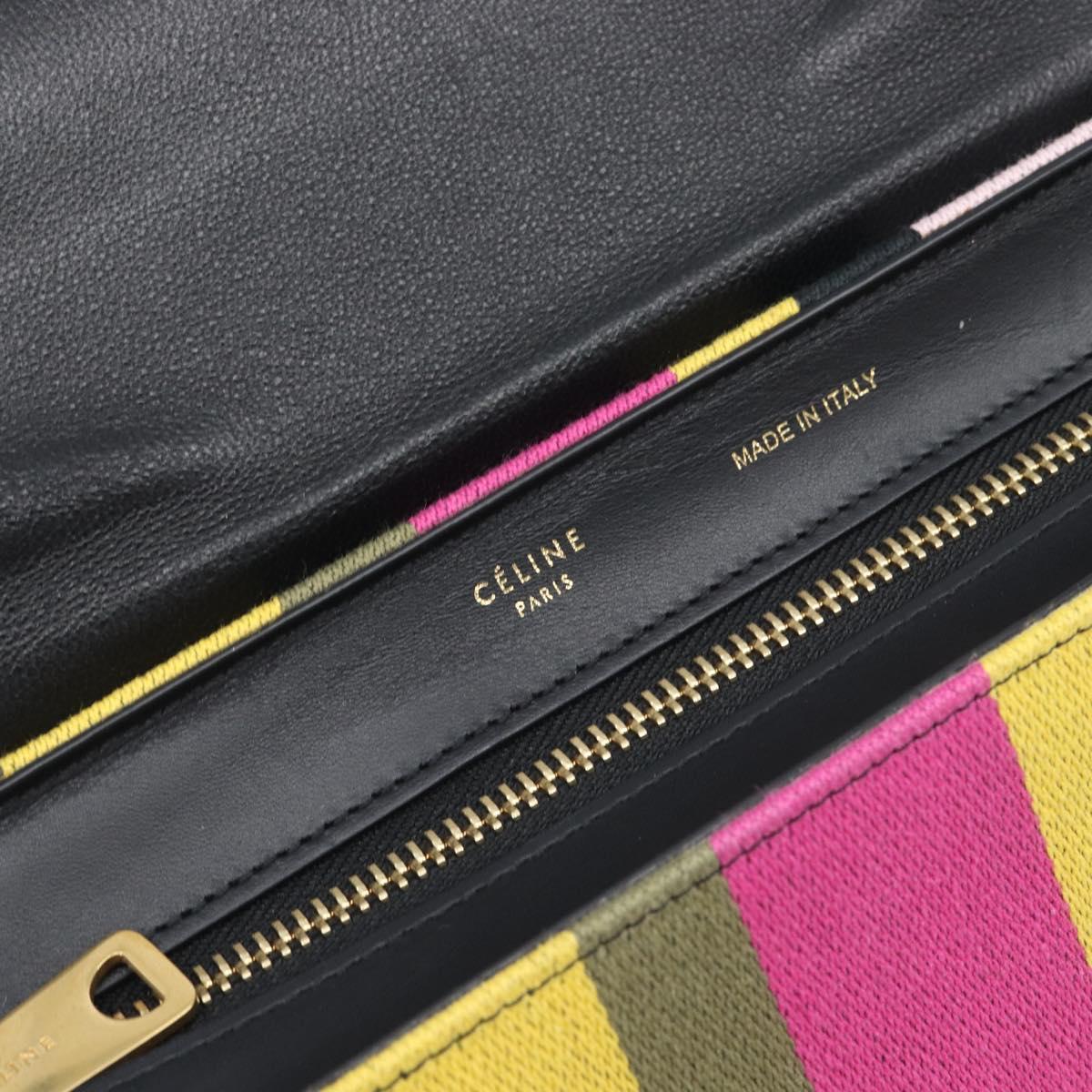 CELINE Trapeze Hand Bag Canvas Black Gold Auth 213353A