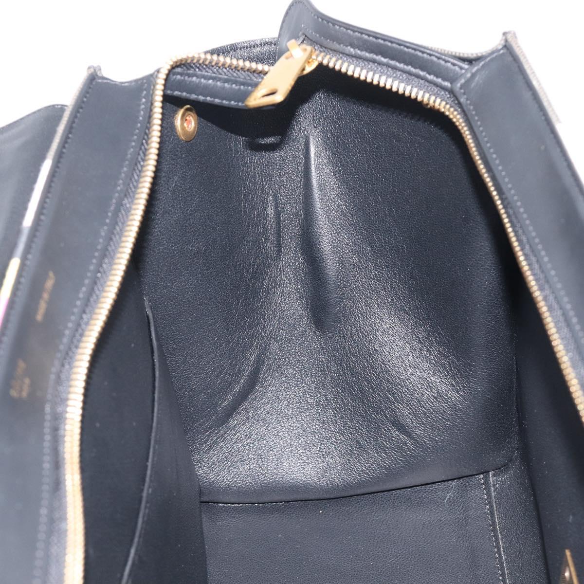 CELINE Trapeze Hand Bag Canvas Black Gold Auth 213353A