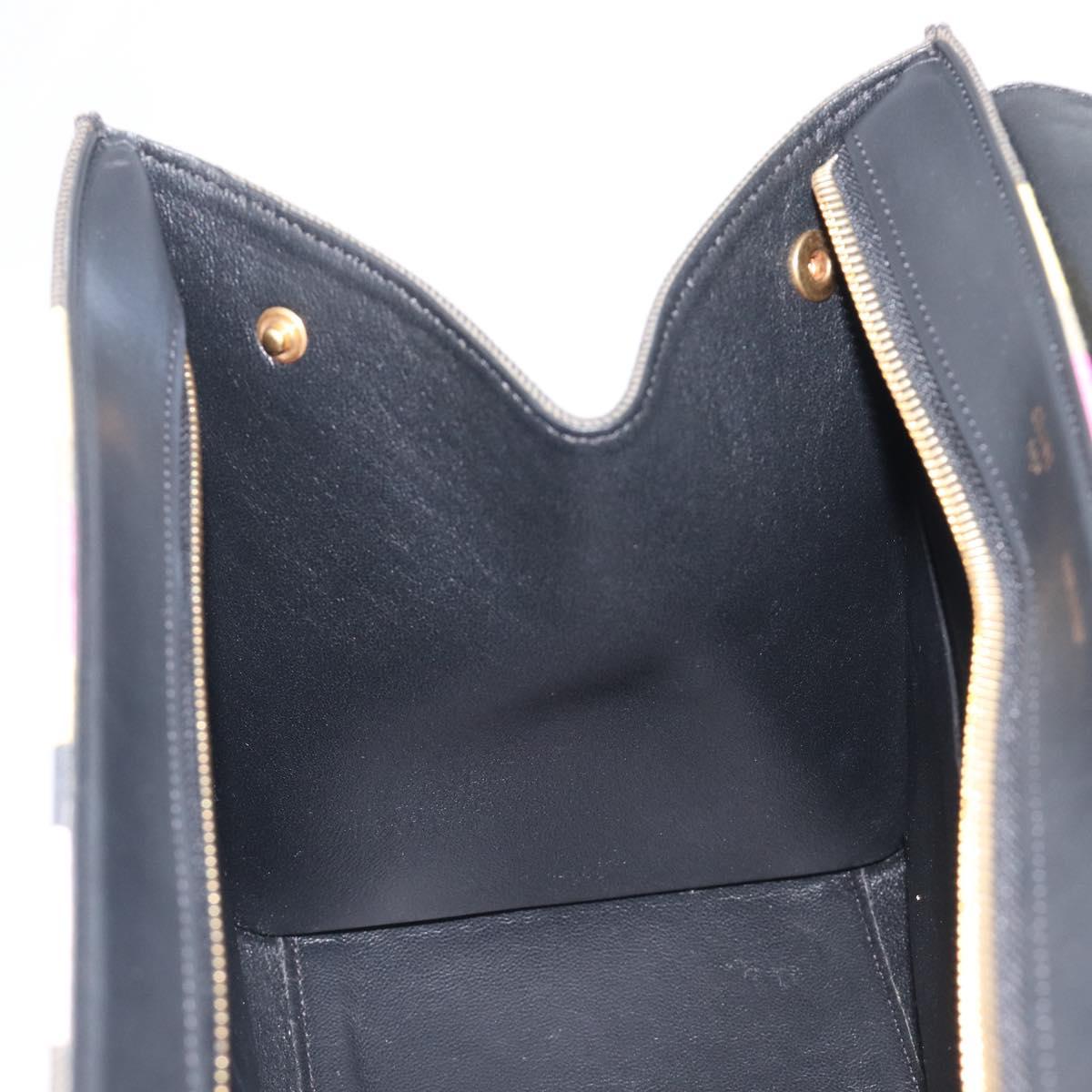 CELINE Trapeze Hand Bag Canvas Black Gold Auth 213353A
