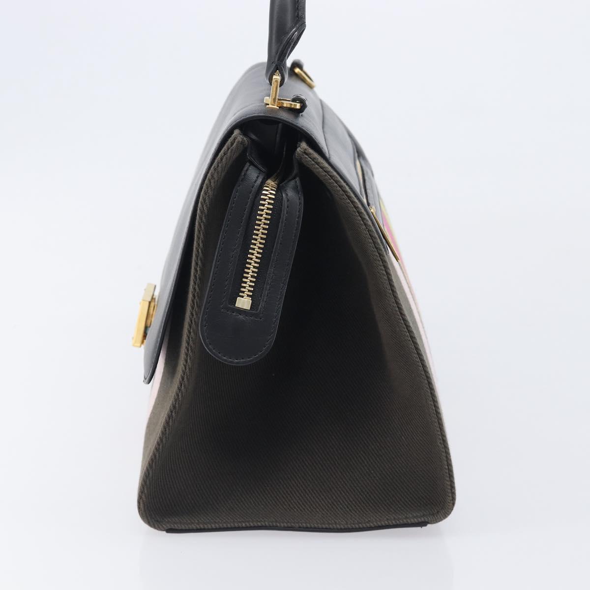 CELINE Trapeze Hand Bag Canvas Black Gold Auth 213353A