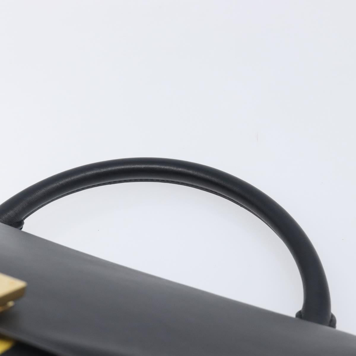 CELINE Trapeze Hand Bag Canvas Black Gold Auth 213353A