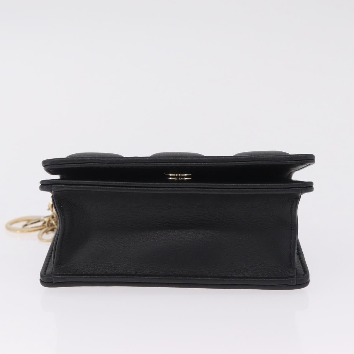 Christian Dior Canage Chain Shoulder Bag Lamb Skin Black Gold Auth 213354M