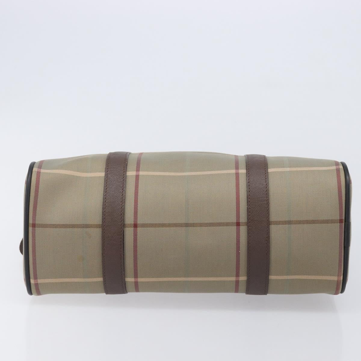 Burberrys Nova Check Boston Bag Canvas Beige Gold Auth 213356
