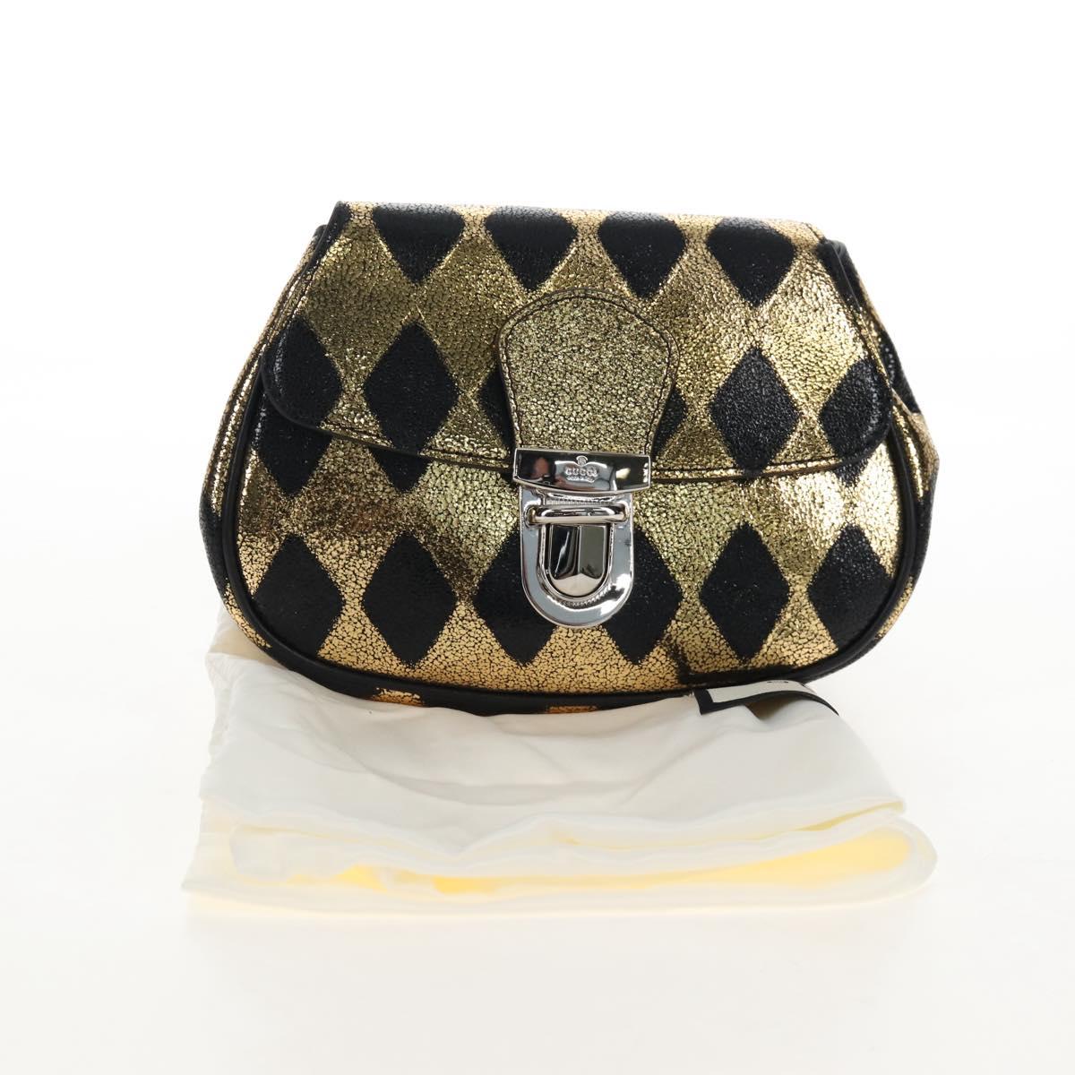 GUCCI Waist Bag Leather Gold Silver 605112 Auth 213357M