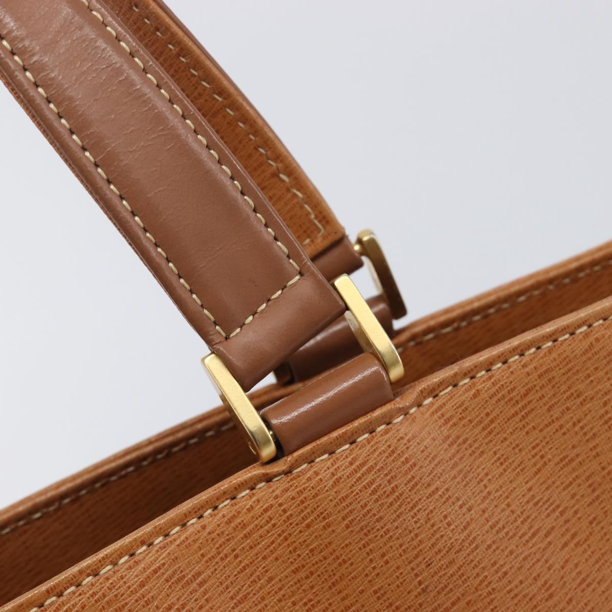 BURBERRY Hand Bag Leather Brown Gold Auth 213358