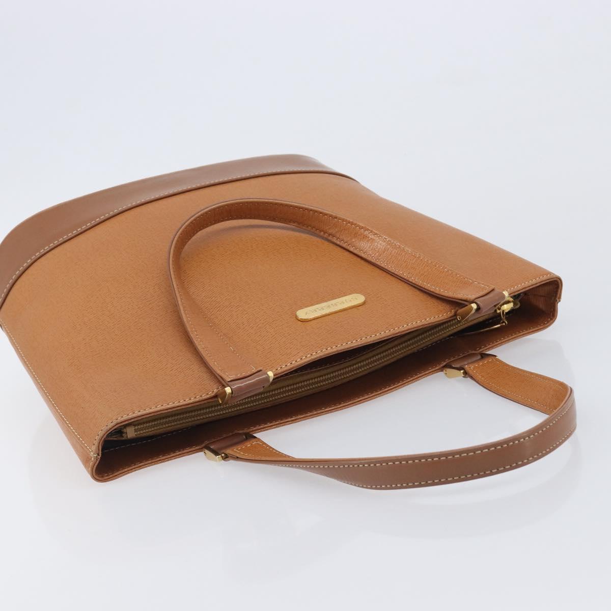 BURBERRY Hand Bag Leather Brown Gold Auth 213358