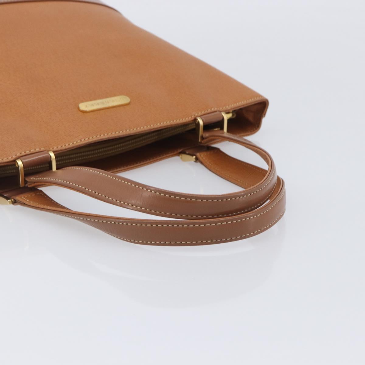 BURBERRY Hand Bag Leather Brown Gold Auth 213358