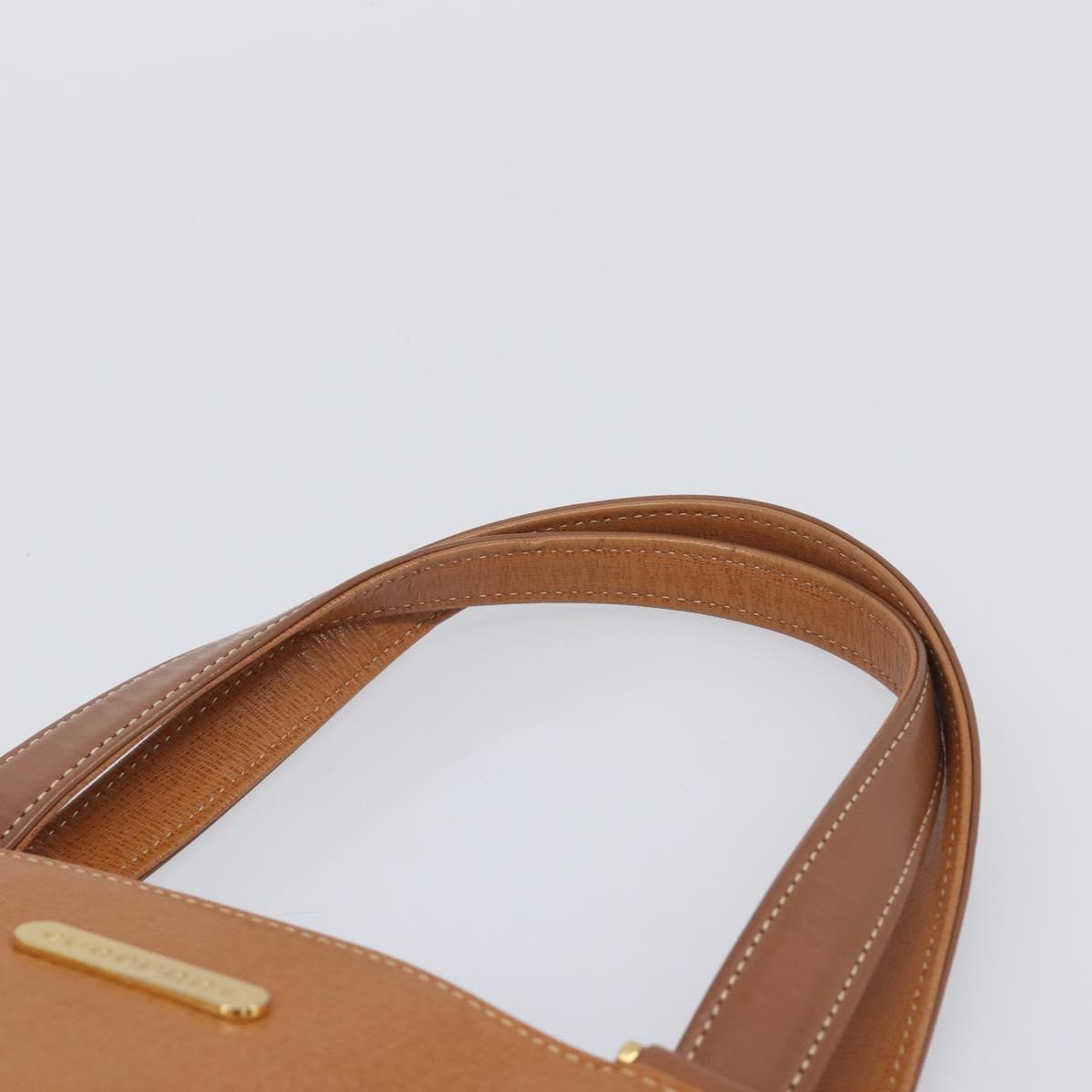 BURBERRY Hand Bag Leather Brown Gold Auth 213358