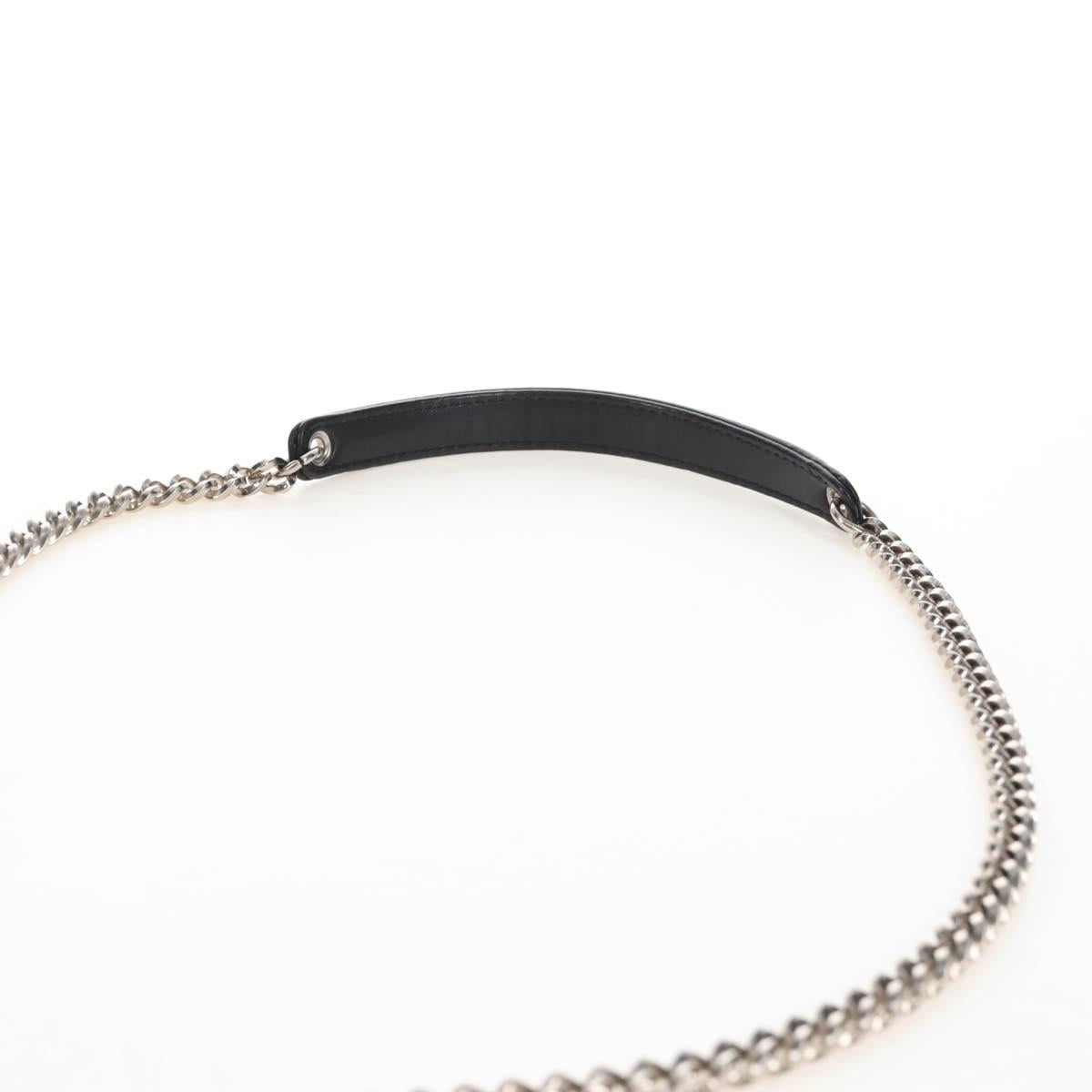 Christian Dior Chain Shoulder Bag Leather Black Silver Auth 213360M