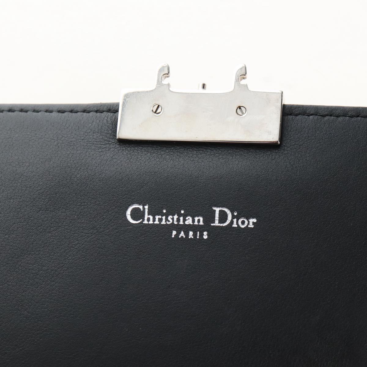 Christian Dior Chain Shoulder Bag Leather Black Silver Auth 213360M