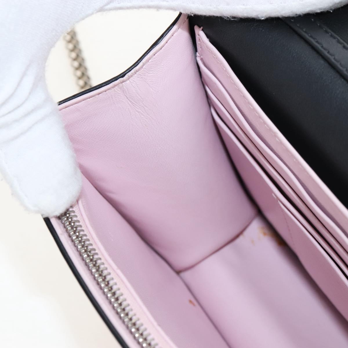 Christian Dior Chain Shoulder Bag Leather Black Silver Auth 213360M