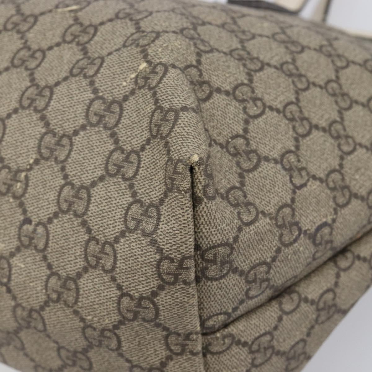 GUCCI GG Supreme Tote Bag PVC Beige Silver 211137 Auth 213362
