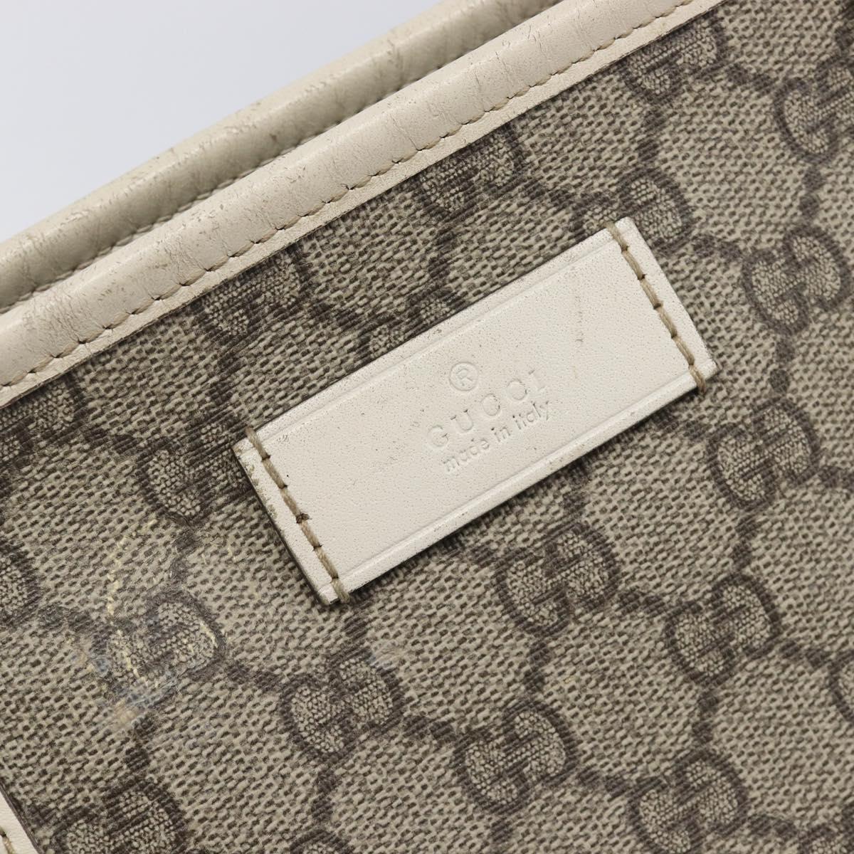 GUCCI GG Supreme Tote Bag PVC Beige Silver 211137 Auth 213362