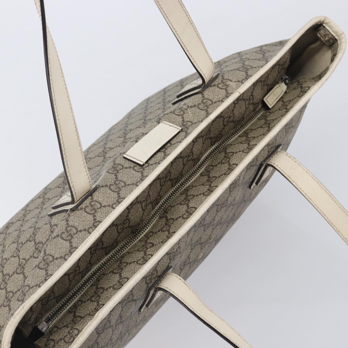 GUCCI GG Supreme Tote Bag PVC Beige Silver 211137 Auth 213362