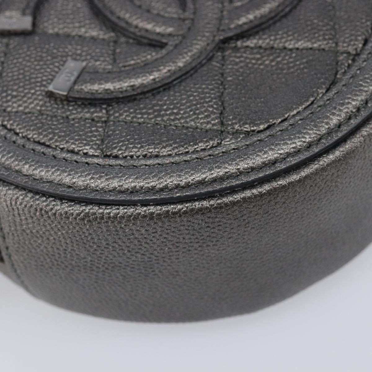 CHANEL Matelasse Chain Shoulder Bag Caviar Skin Gray Silver CC Auth 213364M