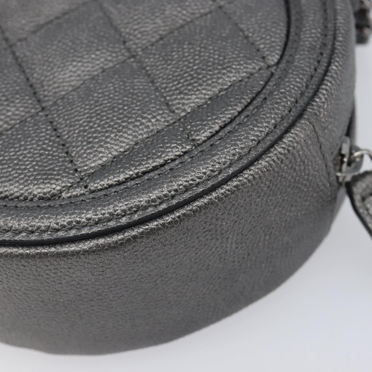 CHANEL Matelasse Chain Shoulder Bag Caviar Skin Gray Silver CC Auth 213364M