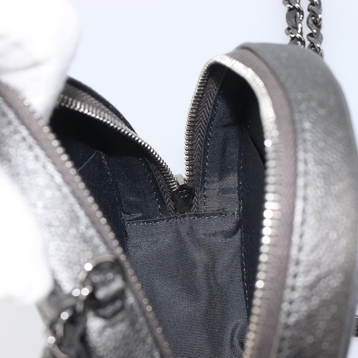 CHANEL Matelasse Chain Shoulder Bag Caviar Skin Gray Silver CC Auth 213364M