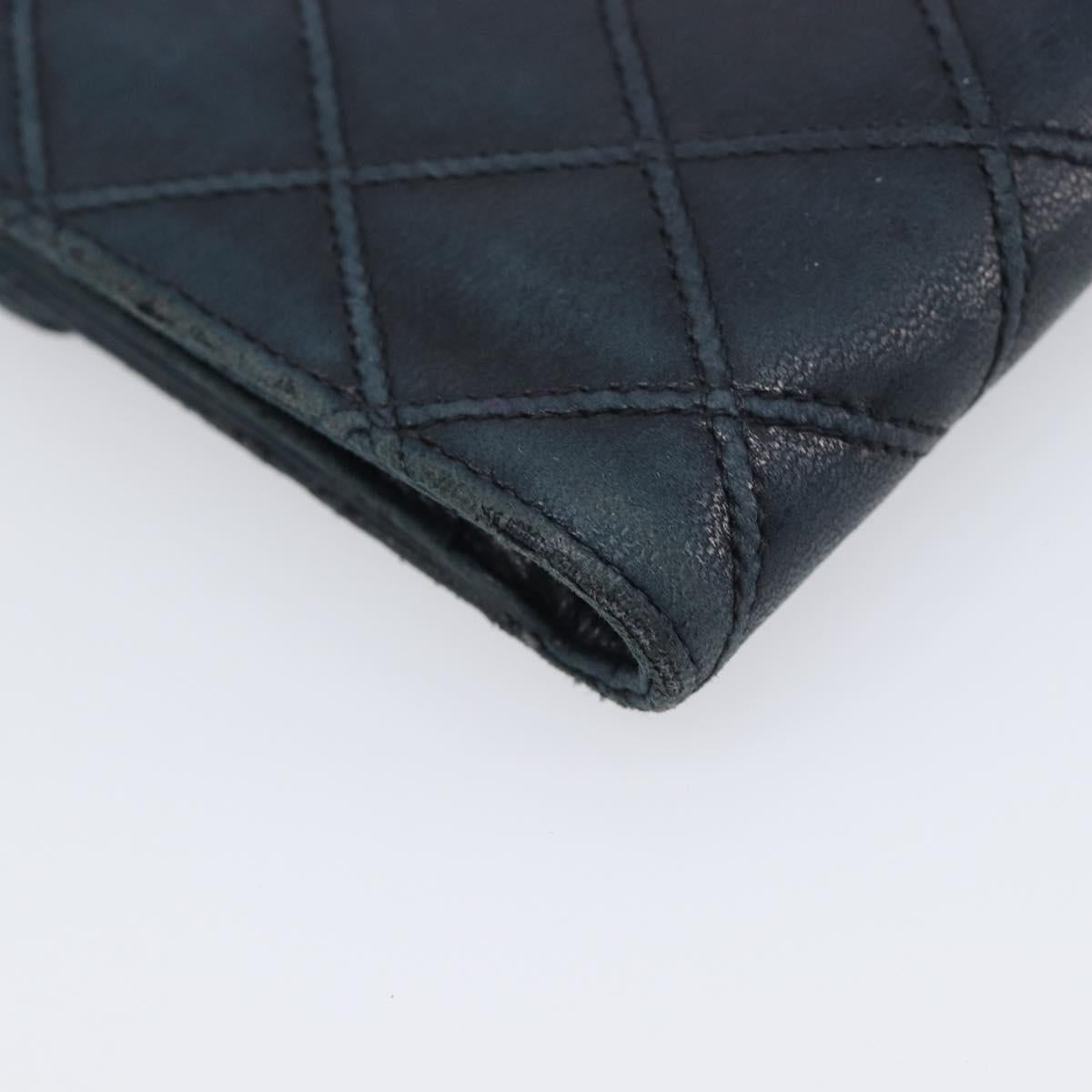 CHANEL Bicolore Wallet Leather Black Gold CC Auth 213366