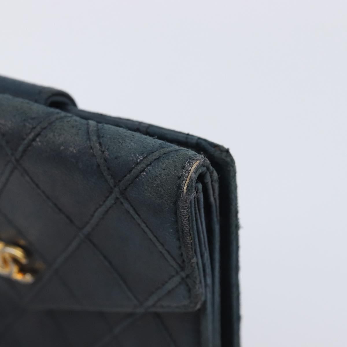 CHANEL Bicolore Wallet Leather Black Gold CC Auth 213366