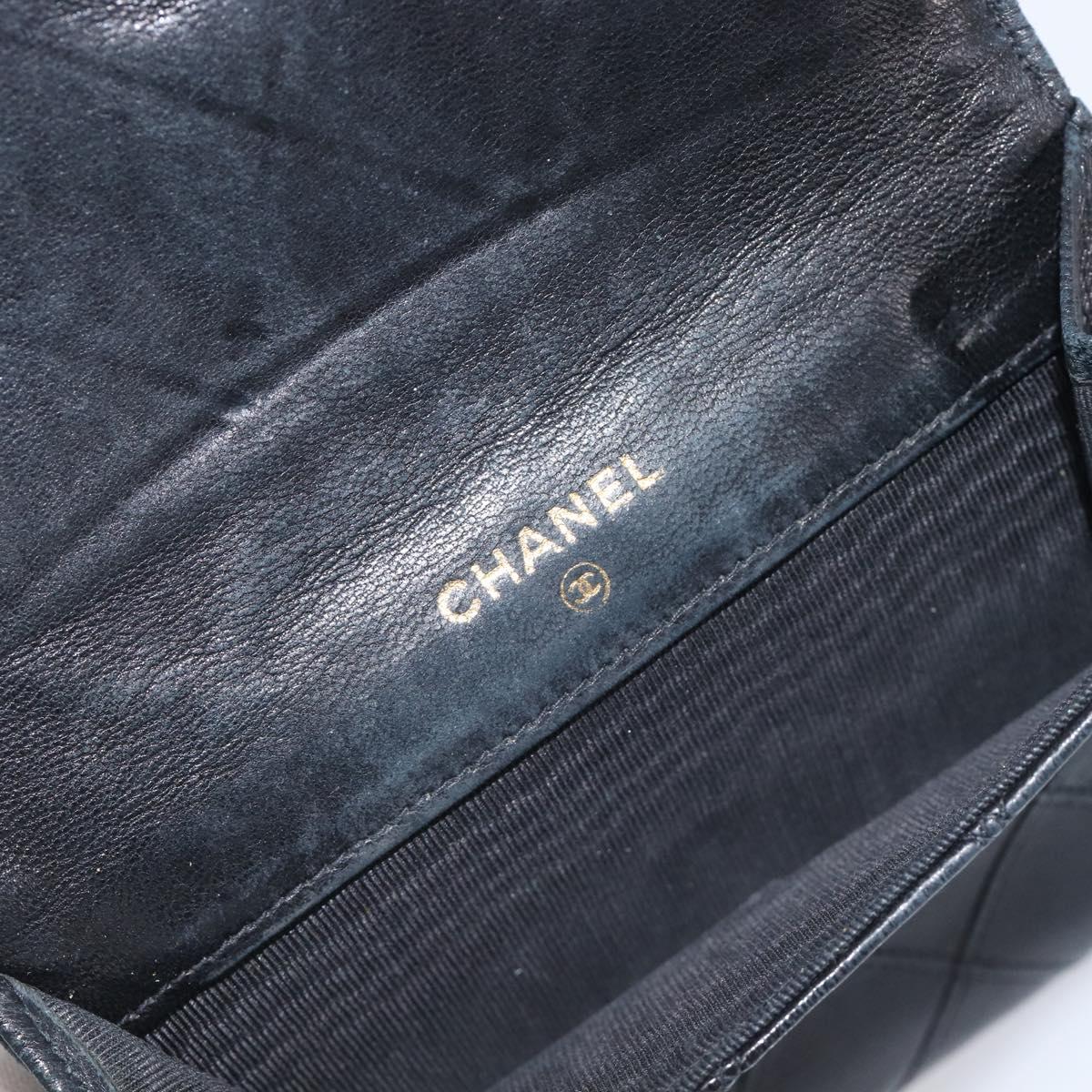 CHANEL Bicolore Wallet Leather Black Gold CC Auth 213366