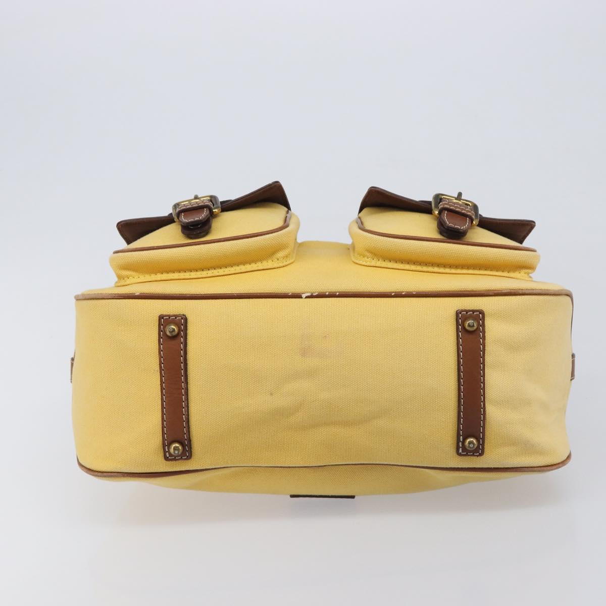 BURBERRY Blue Label Hand Bag Canvas Yellow Gold Auth 213367