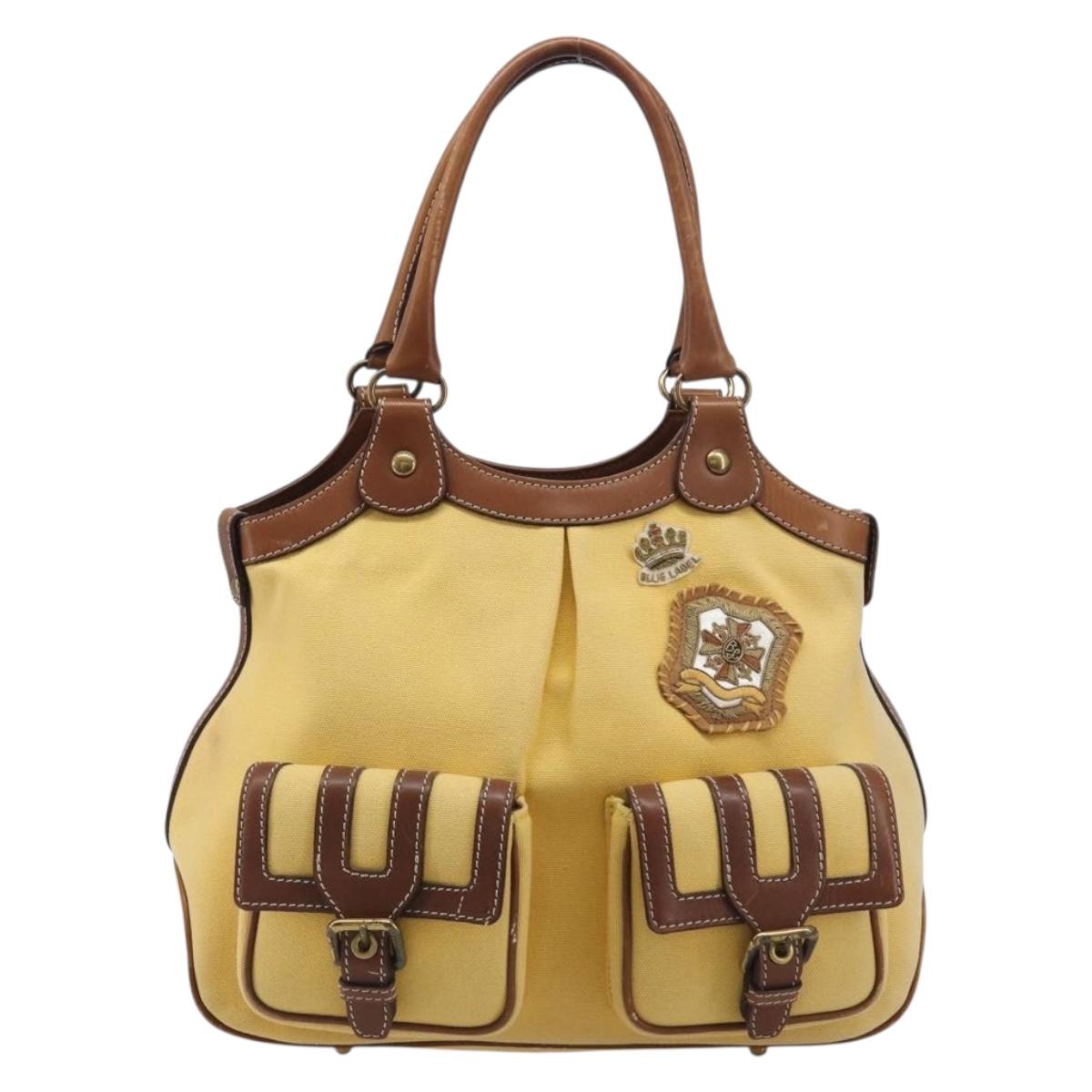 BURBERRY Blue Label Hand Bag Canvas Yellow Gold Auth 213367