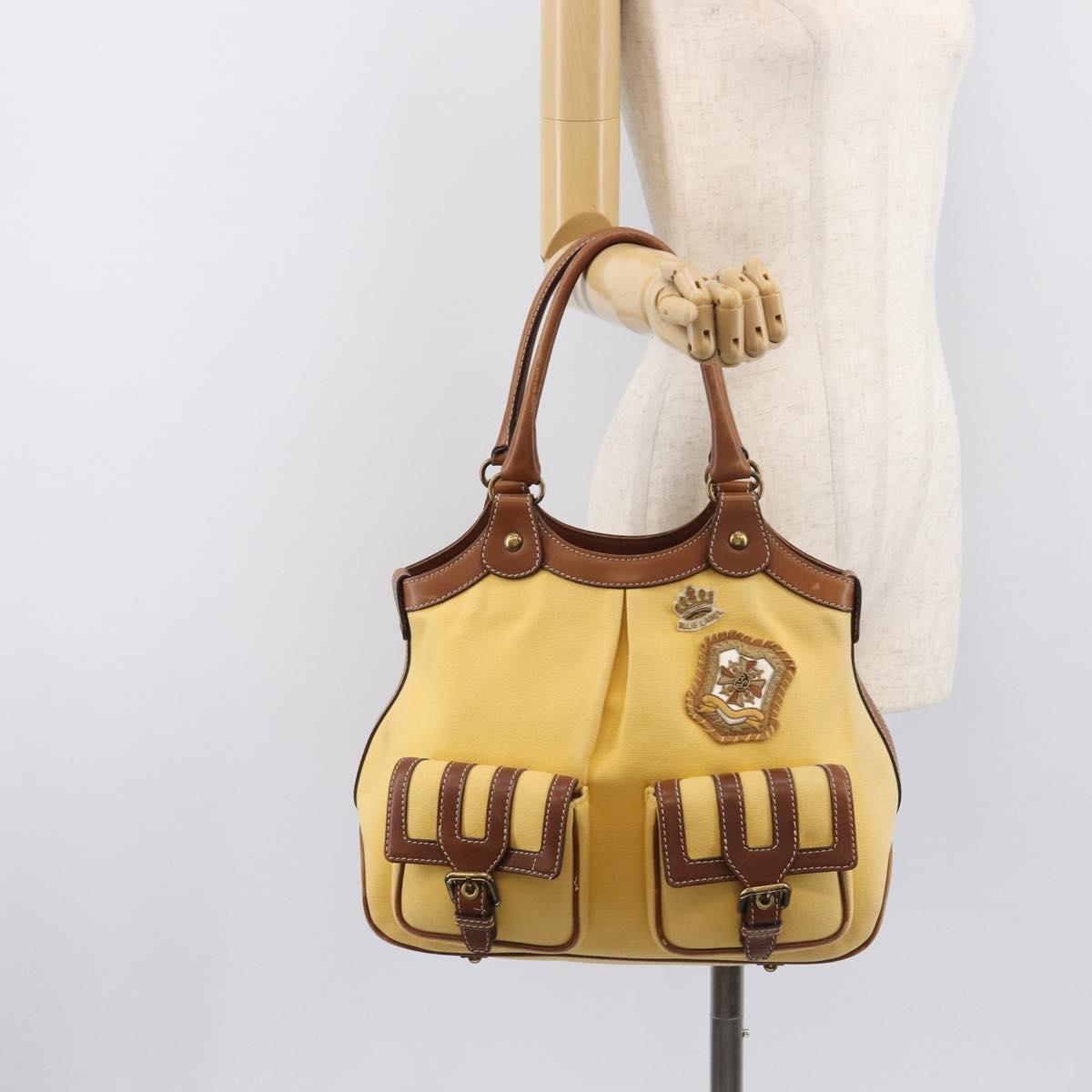 BURBERRY Blue Label Hand Bag Canvas Yellow Gold Auth 213367