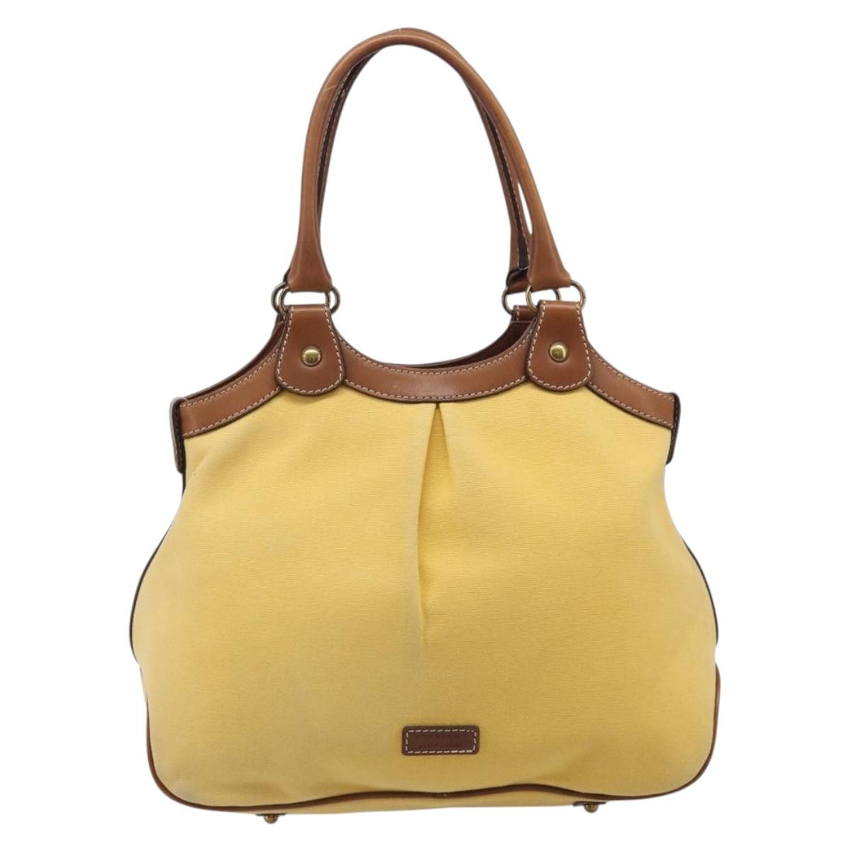 BURBERRY Blue Label Hand Bag Canvas Yellow Gold Auth 213367
