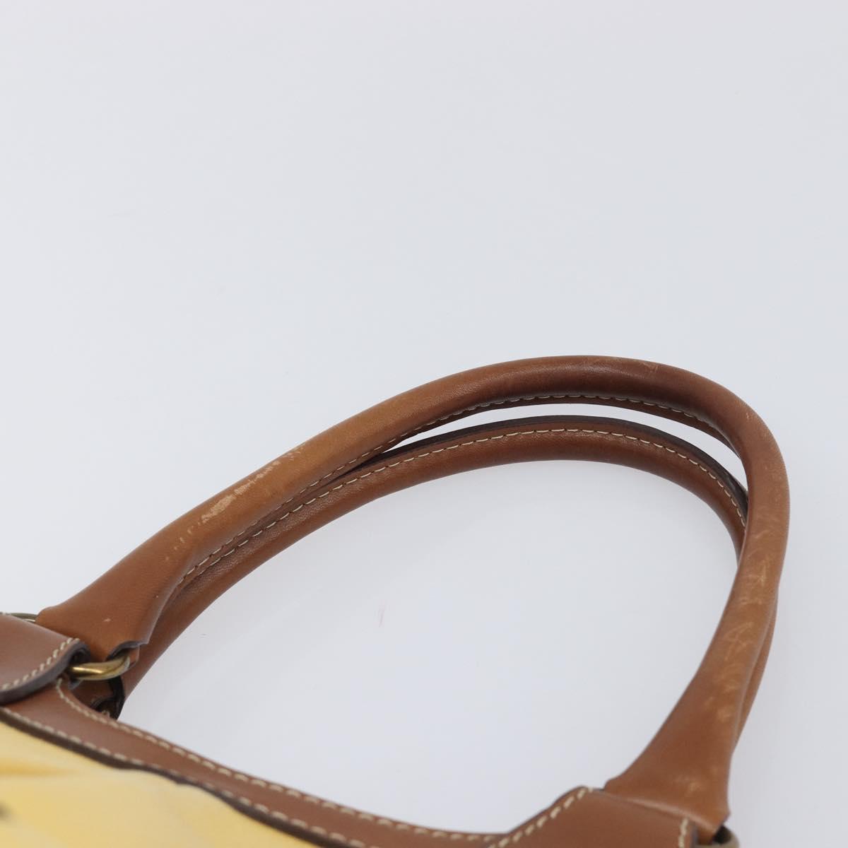 BURBERRY Blue Label Hand Bag Canvas Yellow Gold Auth 213367