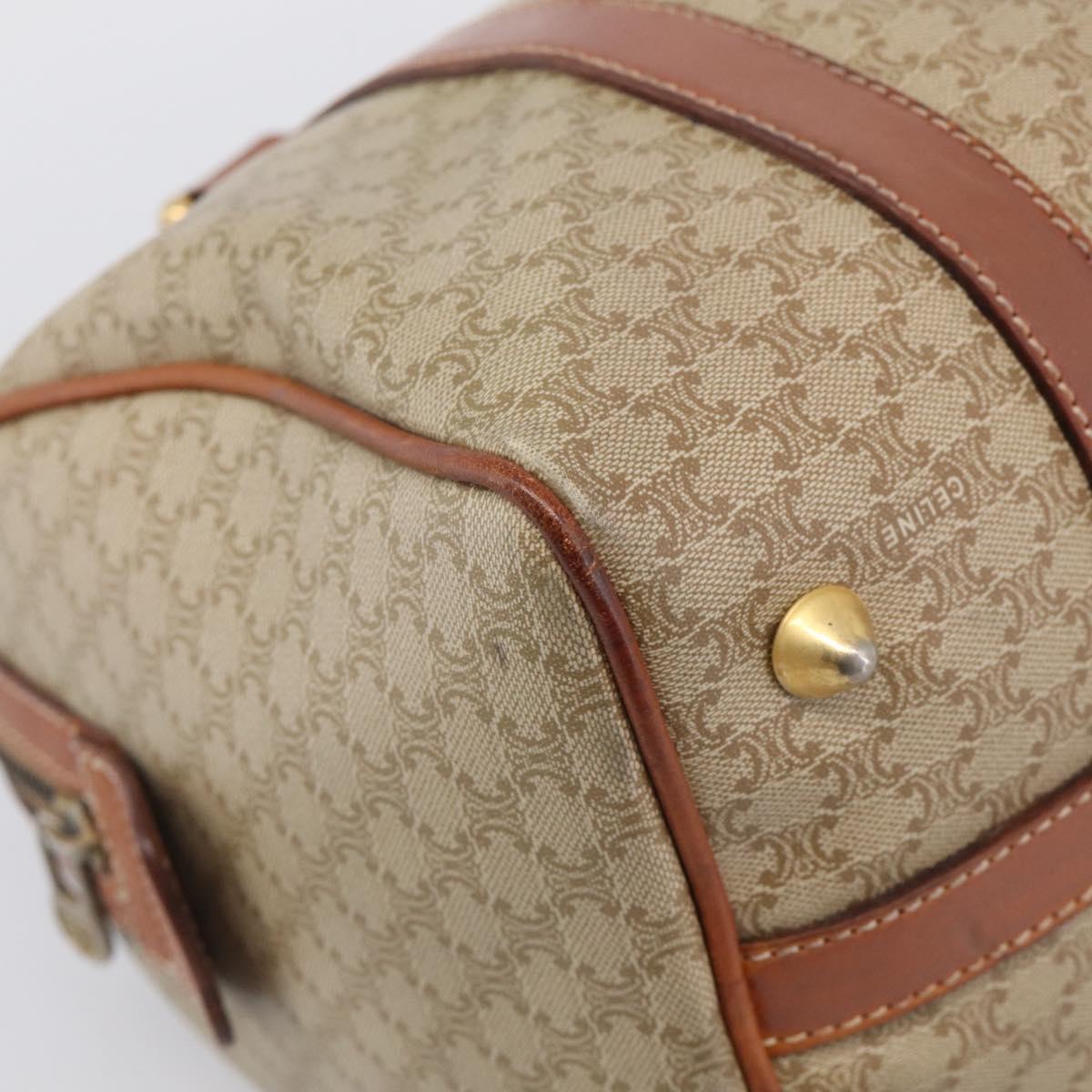 CELINE Macadam Canvas Boston Bag PVC Beige Gold Auth 213371