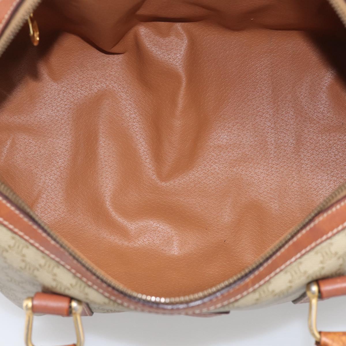 CELINE Macadam Canvas Boston Bag PVC Beige Gold Auth 213371