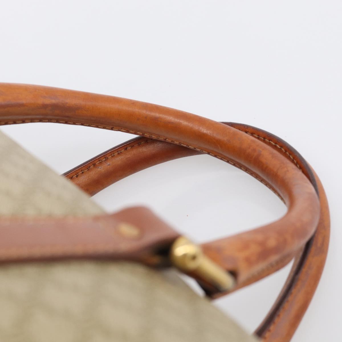 CELINE Macadam Canvas Boston Bag PVC Beige Gold Auth 213371