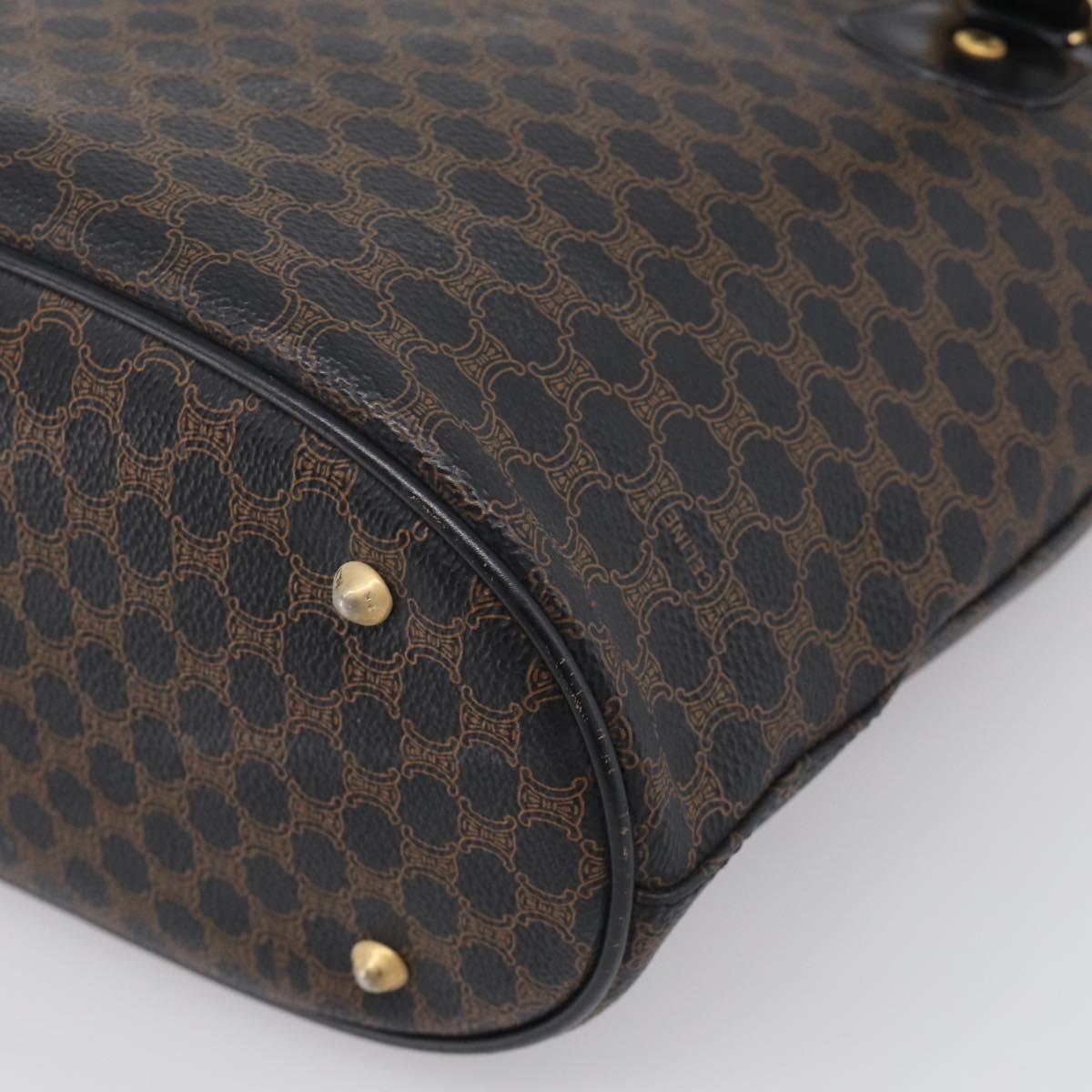 CELINE Macadam Canvas Tote Bag PVC Leather Black Gold Auth 213374