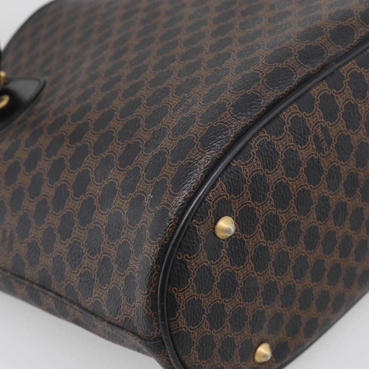 CELINE Macadam Canvas Tote Bag PVC Leather Black Gold Auth 213374