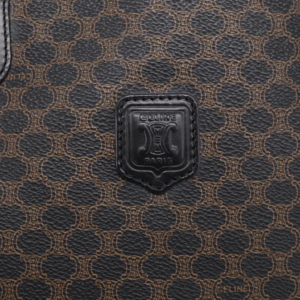 CELINE Macadam Canvas Tote Bag PVC Leather Black Gold Auth 213374