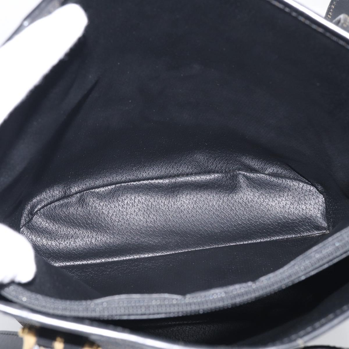 CELINE Macadam Canvas Tote Bag PVC Leather Black Gold Auth 213374