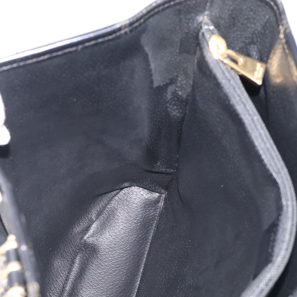 CELINE Macadam Canvas Tote Bag PVC Leather Black Gold Auth 213374