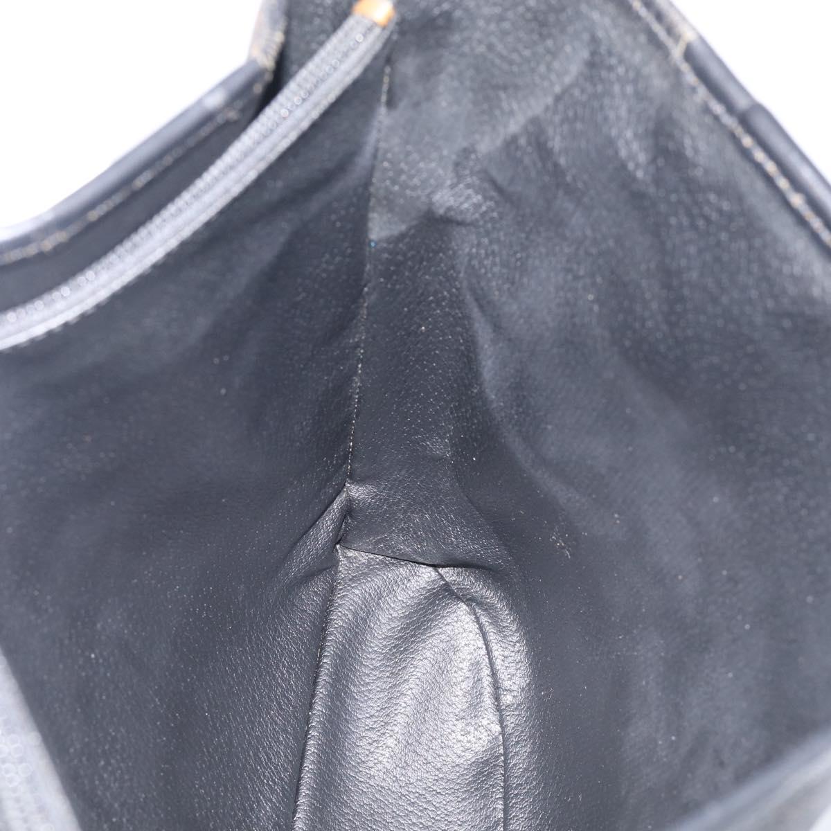 CELINE Macadam Canvas Tote Bag PVC Leather Black Gold Auth 213374