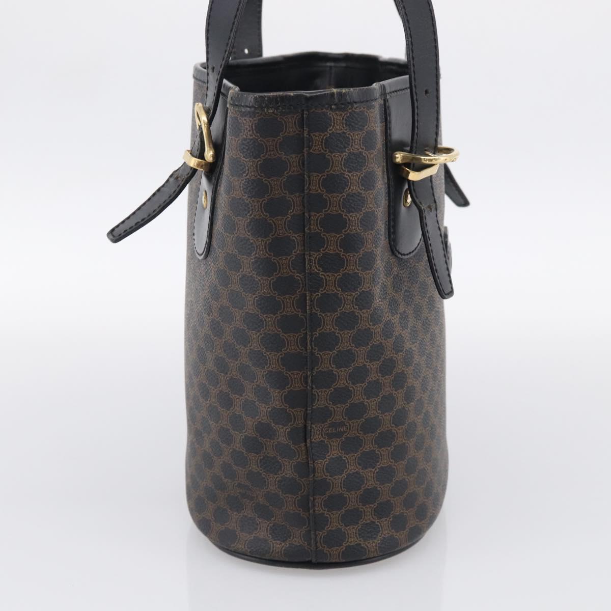 CELINE Macadam Canvas Tote Bag PVC Leather Black Gold Auth 213374